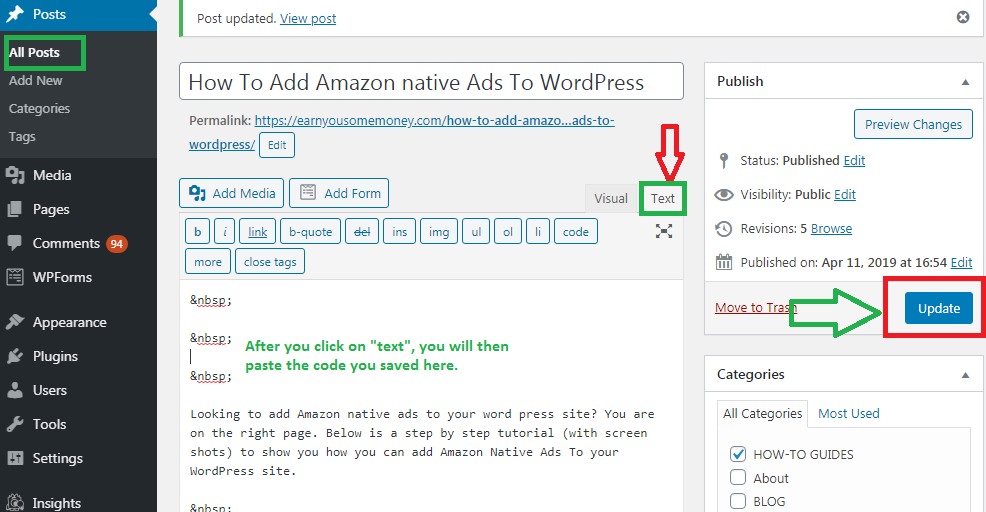 how to add amazon native ads to word press
